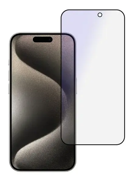 Folie de protectie Ecran Anti Blue Light OEM pentru Apple iPhone 16 Plus, Sticla Securizata, Full Glue, Neagra
