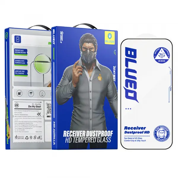 Folie de protectie Ecran Blueo Anti-Dust HD pentru Apple iPhone 16 Pro Max, Sticla Securizata, Full Glue, Neagra