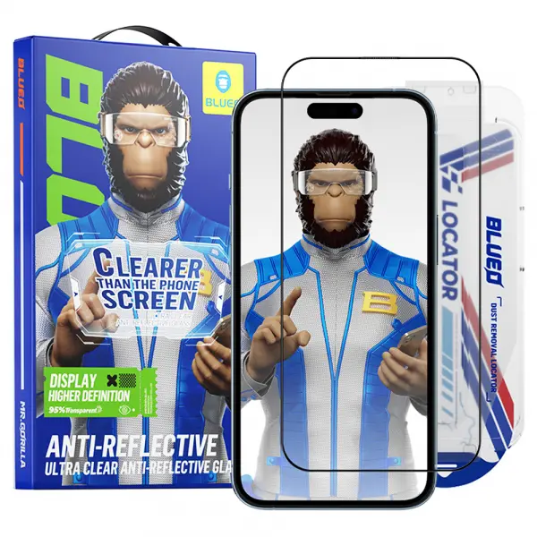 Folie de protectie Ecran Blueo Anti-Reflective HD Applicator Pro pentru Apple iPhone 16 Pro Max, Sticla Securizata, Full Glue, Neagra