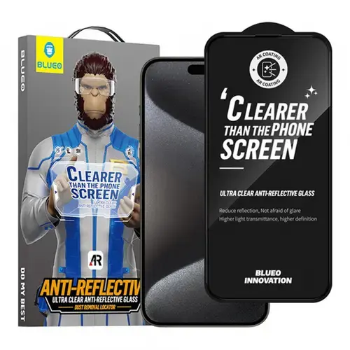 Folie de protectie Ecran Blueo Anti-Reflective HD pentru Apple iPhone 14 Pro Max, Sticla Securizata, Full Glue
