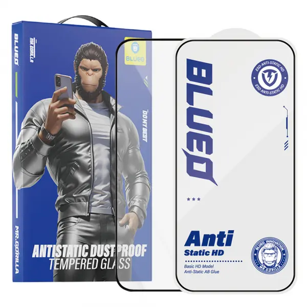 Folie de protectie Ecran Blueo Anti-Static HD pentru Apple iPhone 11 Pro Max / XS Max, Sticla Securizata, Full Glue, Neagra