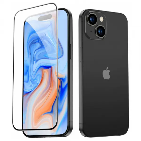 Folie de protectie Ecran ESR pentru Apple iPhone 15, Sticla Securizata, Full Glue, Neagra