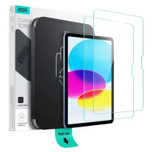 Folie de protectie Ecran ESR UltraFit pentru Apple iPad (2025) / (2022), Sticla Securizata, Full Glue, Set 2 bucati