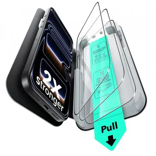 Folie de protectie Ecran ESR UltraFit pentru Apple iPhone 18 Pro / 17 Pro, Sticla Securizata, Full Glue, Set 3 bucati, Neagra