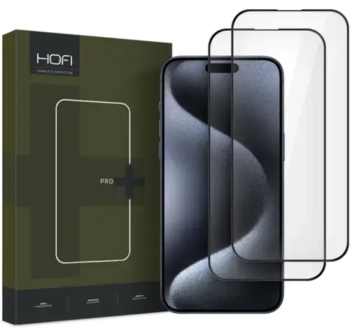 Folie de protectie Ecran HOFI Glass PRO+ pentru Apple iPhone 16 Pro, Sticla Securizata, Full Glue, Set 2 bucati, 2.5D, Neagra