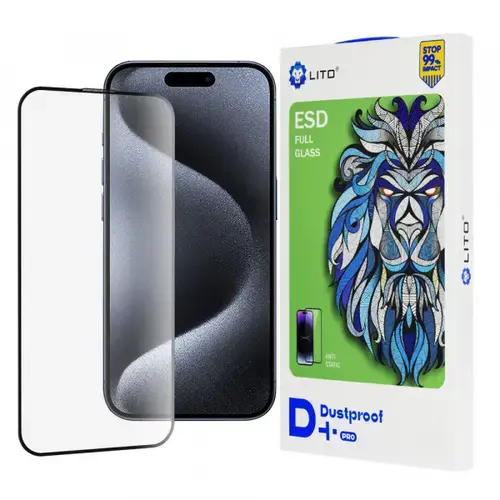 Folie de protectie Ecran Lito D+ Pro Dustproof pentru Apple iPhone 15 Pro, Sticla Securizata, Full Glue