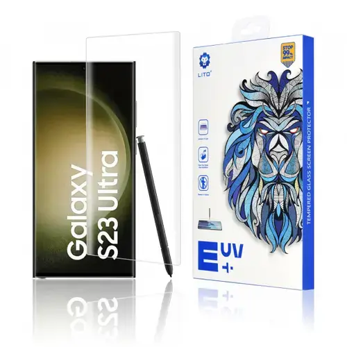 Folie de protectie Ecran Lito pentru Samsung Galaxy S23 Ultra S918, Sticla Securizata, UV Glue, 3D