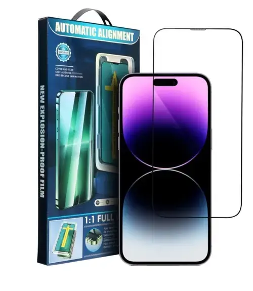 Folie de protectie Ecran OEM Automatic Alignment pentru Apple iPhone 16 Pro, Sticla Securizata, Full Glue, 5D, Neagra