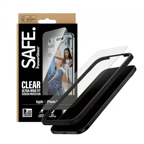 Folie de protectie Ecran PanzerGlass Safe. Ultra-Wide Fit EasyAligner pentru Apple iPhone Air, Sticla Securizata, Full Glue