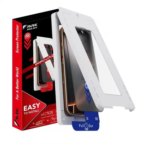 Folie de protectie Ecran Privacy Anank 5X Reinforced Applicator pentru Apple iPhone 17 Pro Max, Sticla Securizata, Full Glue, 2.5D