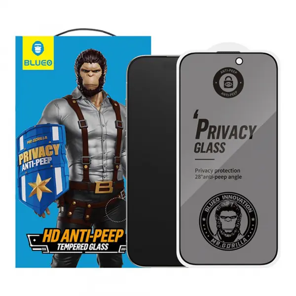 Folie de protectie Ecran Privacy Blueo Anti-Peep Applicator Pro pentru Apple iPhone 17 Air, Sticla Securizata, Full Glue