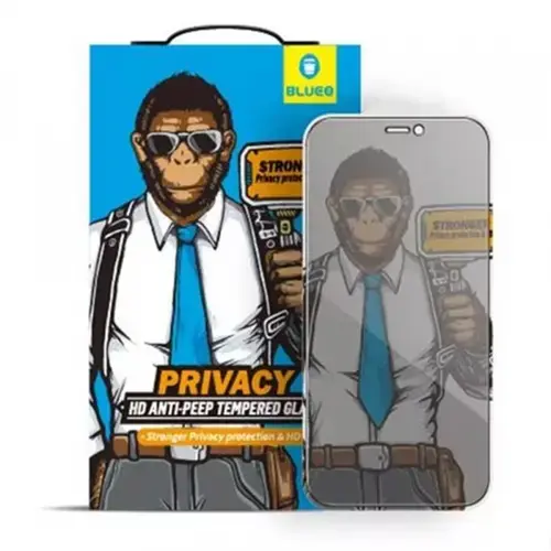 Folie de protectie Ecran Privacy Blueo Anti-Peep pentru Apple iPhone 14 Plus / 13 Pro Max, Sticla Securizata, Full Glue