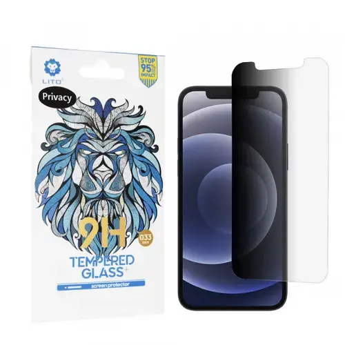 Folie de protectie Ecran Privacy Lito Classic pentru Apple iPhone 12 / 12 Pro, Sticla Securizata, Full Glue, 2.5D