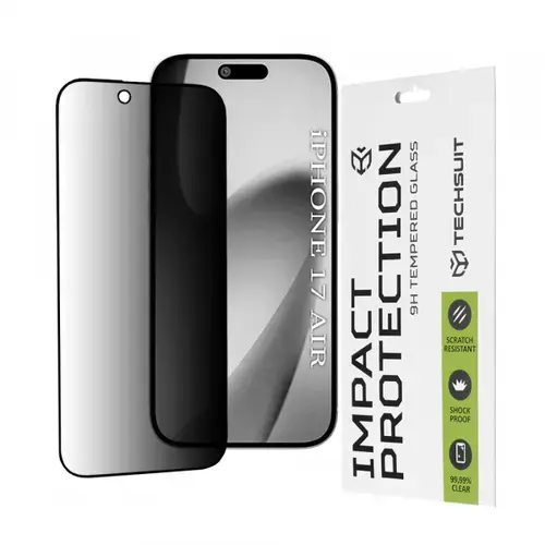 Folie de protectie Ecran Privacy Techsuit pentru Apple iPhone Air, Sticla Securizata, Full Glue, 111D