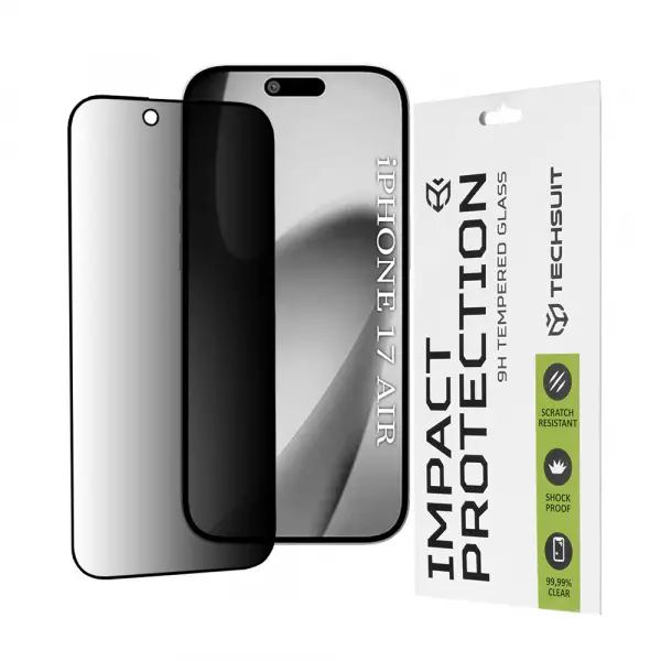 Folie de protectie Ecran Privacy Techsuit pentru Apple iPhone 17 Air, Sticla Securizata, Full Glue, 111D