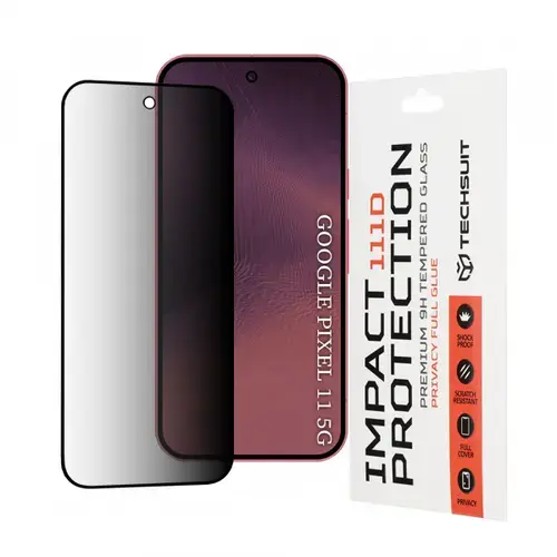 Folie de protectie Ecran Privacy Techsuit pentru Google Pixel 11 Pro / 11, Sticla Securizata, Full Glue, 111D