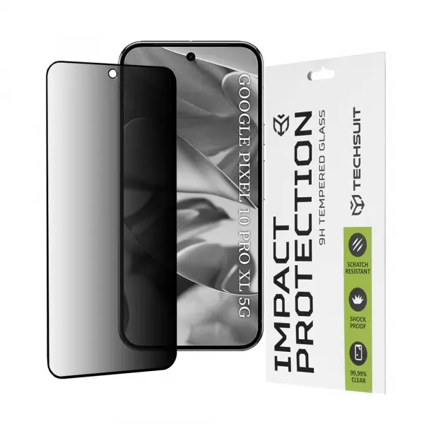 Folie de protectie Ecran Privacy Techsuit pentru Google Pixel 10 Pro XL, Sticla Securizata, Full Glue, 111D