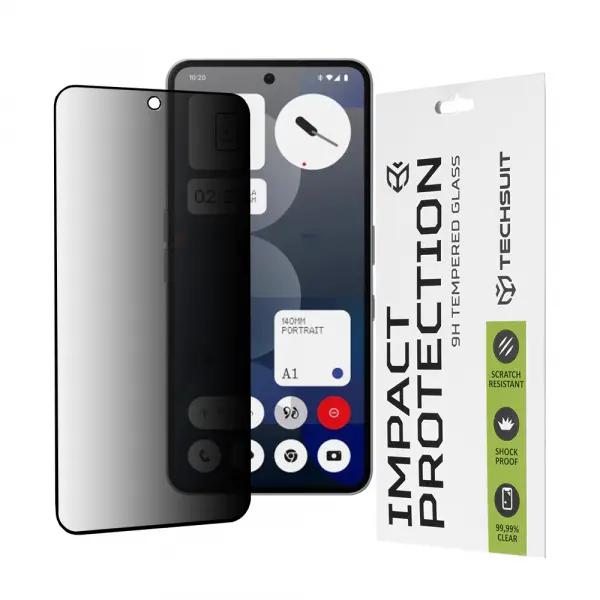 Folie de protectie Ecran Privacy Techsuit pentru Nothing Phone (3a) / Phone (3a) Pro, Sticla Securizata, Full Glue, 111D