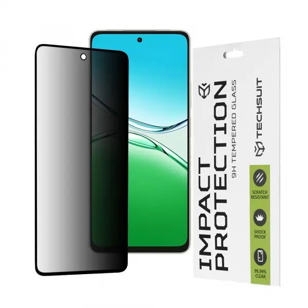 Folie de protectie Ecran Privacy Techsuit pentru Oppo A5 Pro 4G / A5 Pro, Sticla Securizata, Full Glue, 111D