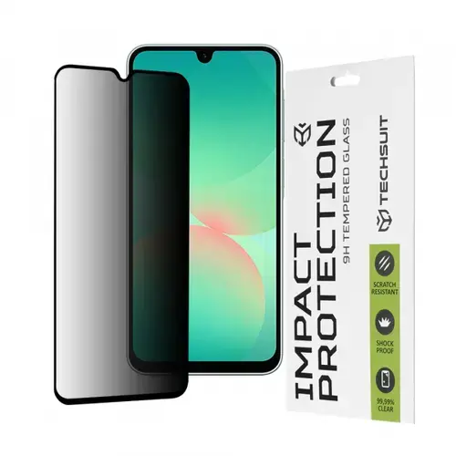Folie de protectie Ecran Privacy Techsuit pentru Samsung Galaxy A26 A266, Sticla Securizata, Full Glue, 111D