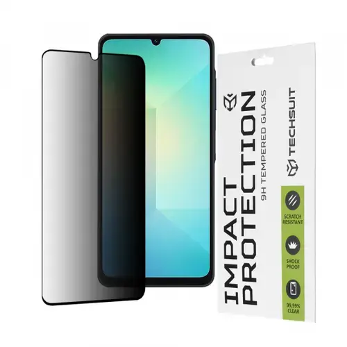 Folie de protectie Ecran Privacy Techsuit pentru Samsung Galaxy A06 A065, Sticla Securizata, Full Glue, 111D