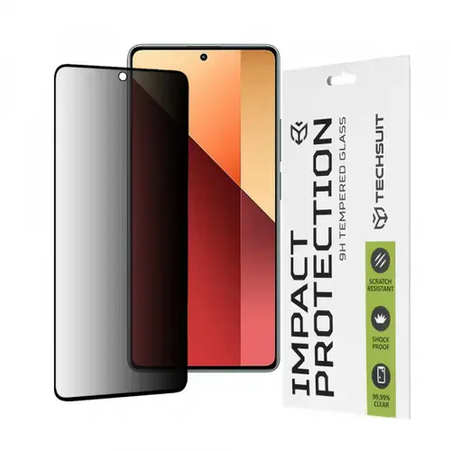 Folie de protectie Ecran Privacy Techsuit pentru Xiaomi Redmi Note 13 Pro 4G / Poco M6 Pro 4G, Sticla Securizata, Full Glue, 111D