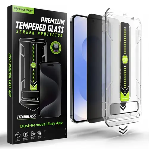 Folie de protectie Ecran Privacy Techsuit TitanGlass CrystalHD pentru Samsung Galaxy S26, Sticla Securizata, Full Glue