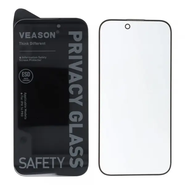 Folie de protectie Ecran Privacy Veason pentru Apple iPhone 16 Pro, Sticla Securizata, Full Glue, 6D