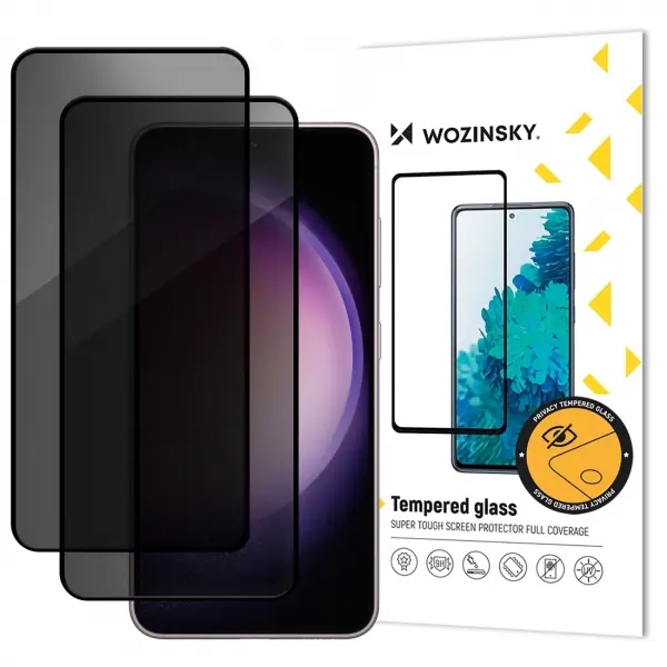 Folie de protectie Ecran Privacy WZK AntiSpy pentru Samsung Galaxy S25 FE, Sticla Securizata, Full Glue, Set 2 bucati