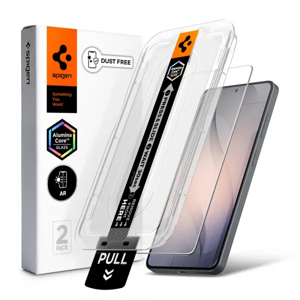 Folie de protectie Ecran Spigen GlastR EZ FIT Pro Anti-Reflection pentru Samsung Galaxy S26 S942, Sticla Securizata, Full Glue, Set 2 bucati