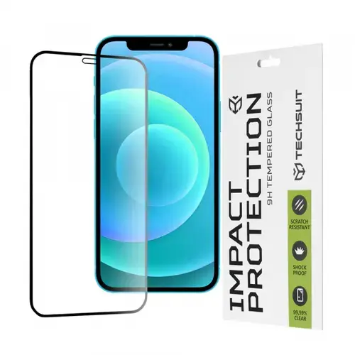 Folie de protectie Ecran Techsuit pentru Apple iPhone 12 / 12 Pro, Sticla Securizata, Full Glue, 111D (Transparent/Negru)