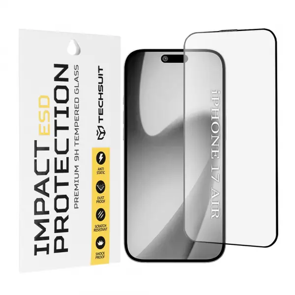 Folie de protectie Ecran Techsuit pentru Apple iPhone 17 Air, Sticla Securizata, Full Glue, Neagra