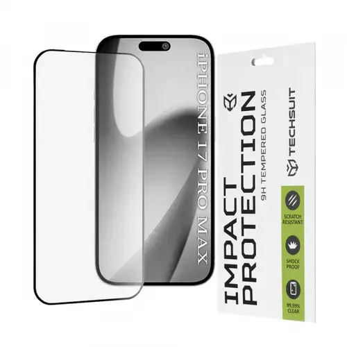 Folie de protectie Ecran Techsuit pentru Apple iPhone 17 Pro Max, Sticla Securizata, Full Glue, 111D