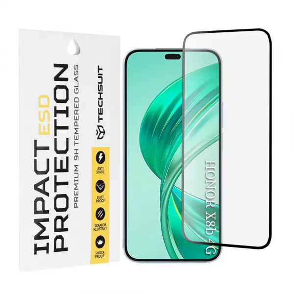 Folie de protectie Ecran Techsuit pentru Honor 400 Lite / X8c / X8b, Sticla Securizata, Full Glue, Neagra