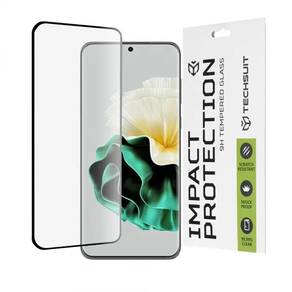Folie de protectie Ecran Techsuit pentru Huawei P60, Sticla Securizata, Full Glue, 111D, Neagra
