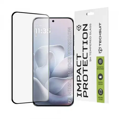 Folie de protectie Ecran Techsuit pentru Motorola Edge 70 Fusion, Sticla Securizata, Full Glue, 111D, Neagra