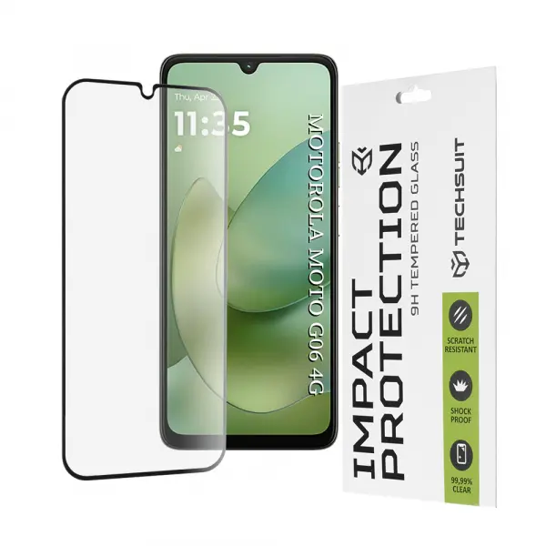 Folie de protectie Ecran Techsuit pentru Motorola Moto G06 Power / G06, Sticla Securizata, Full Glue, 111D, Neagra