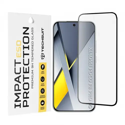 Folie de protectie Ecran Techsuit pentru Poco F8 Pro, Sticla Securizata, Full Glue, Neagra