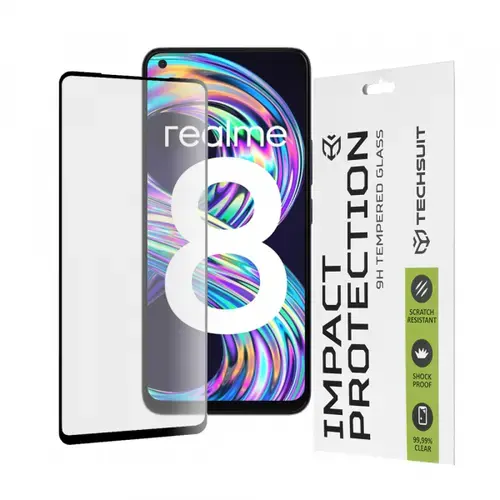 Folie de protectie Ecran Techsuit pentru Realme 8 Pro / 8, Sticla Securizata, Full Glue, 111D