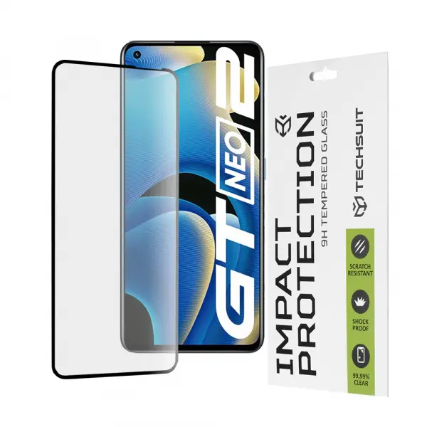 Folie de protectie Ecran Techsuit pentru Realme GT Neo 3T / GT2 / GT Neo2, Sticla Securizata, Full Glue, 111D, Neagra
