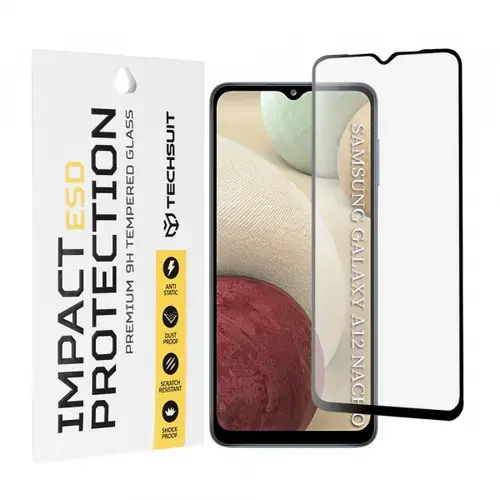 Folie de protectie Ecran Techsuit pentru Samsung Galaxy F12 F127 / A12 Nacho A127 / M02 M022 / M12 M127, Sticla Securizata, Full Glue