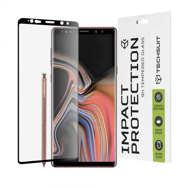 Folie de protectie Ecran Techsuit pentru Samsung Galaxy Note 9 N960, Sticla Securizata, Full Glue, 111D, Neagra