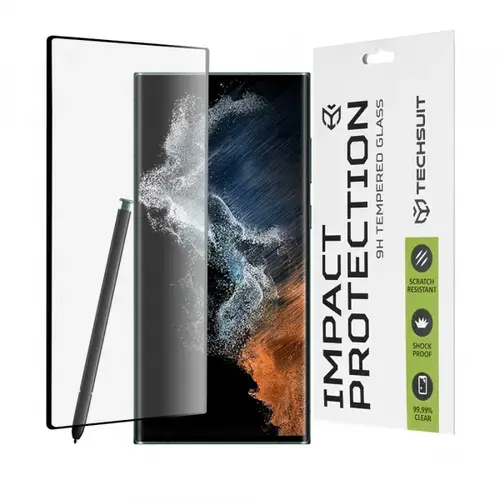 Folie de protectie Ecran Techsuit pentru Samsung Galaxy S22 Ultra 5G S908, Sticla Securizata, Full Glue, 111D (Negru)