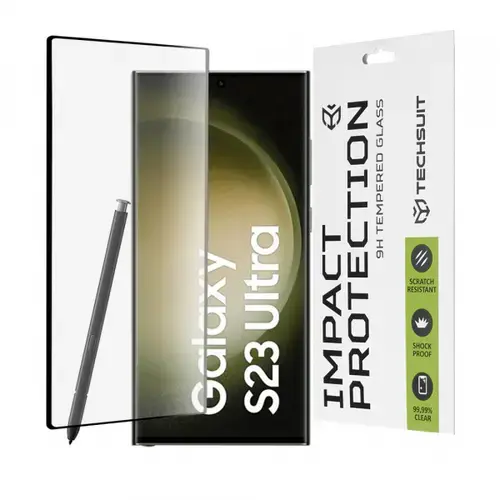 Folie de protectie Ecran Techsuit pentru Samsung Galaxy S23 Ultra S918, Sticla Securizata, Full Glue, 111D