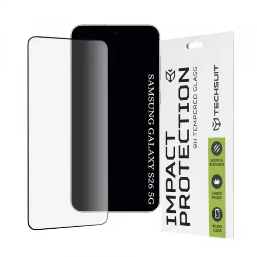 Folie de protectie Ecran Techsuit pentru Samsung Galaxy S26, Sticla Securizata, Full Glue, 111D, Neagra