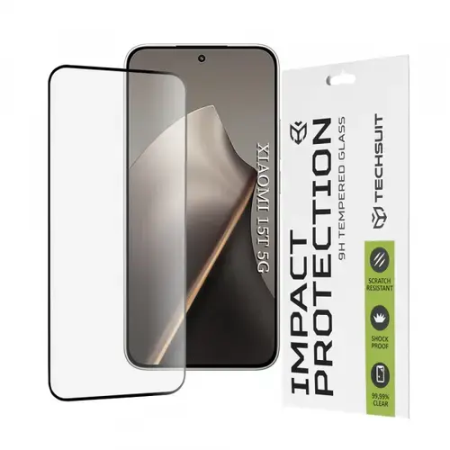 Folie de protectie Ecran Techsuit pentru Xiaomi 15T, Sticla Securizata, Full Glue, 111D, Neagra