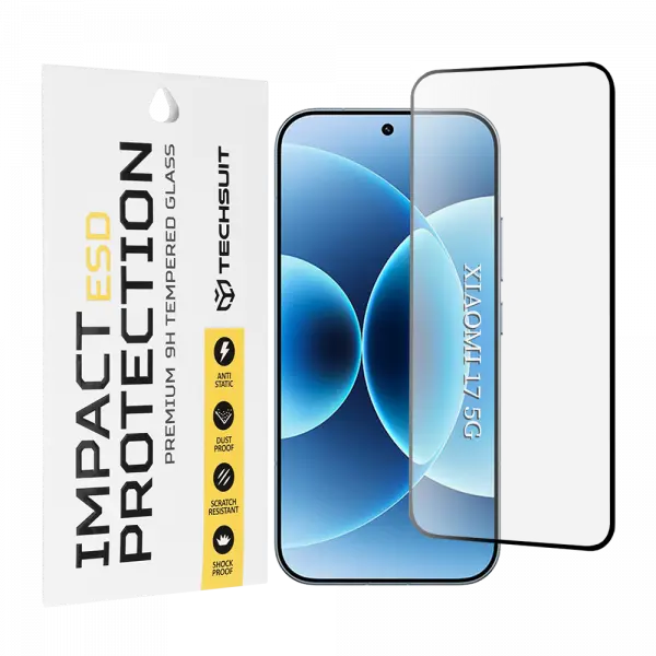 Folie de protectie Ecran Techsuit pentru Xiaomi 17, Sticla Securizata, Full Glue, Neagra