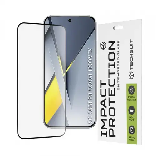 Folie de protectie Ecran Techsuit pentru Xiaomi Poco F8 Pro, Sticla Securizata, Full Glue, 111D, Neagra
