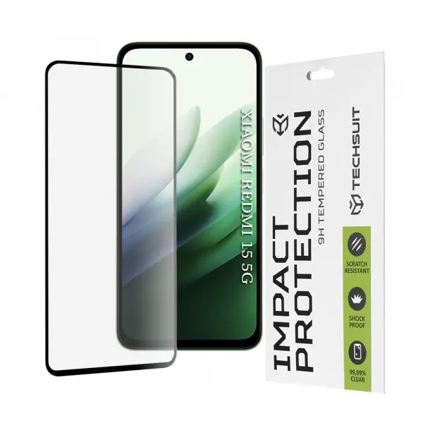 Folie de protectie Ecran Techsuit pentru Xiaomi Redmi 15 5G / 15 4G, Sticla Securizata, Full Glue, 111D, Neagra