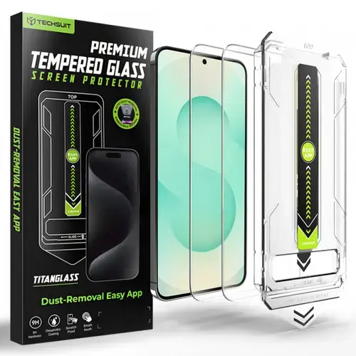 Folie de protectie Ecran Techsuit TitanGlass CrystalHD pentru Samsung Galaxy S26 Plus, Sticla Securizata, Full Glue, Set 2 bucati